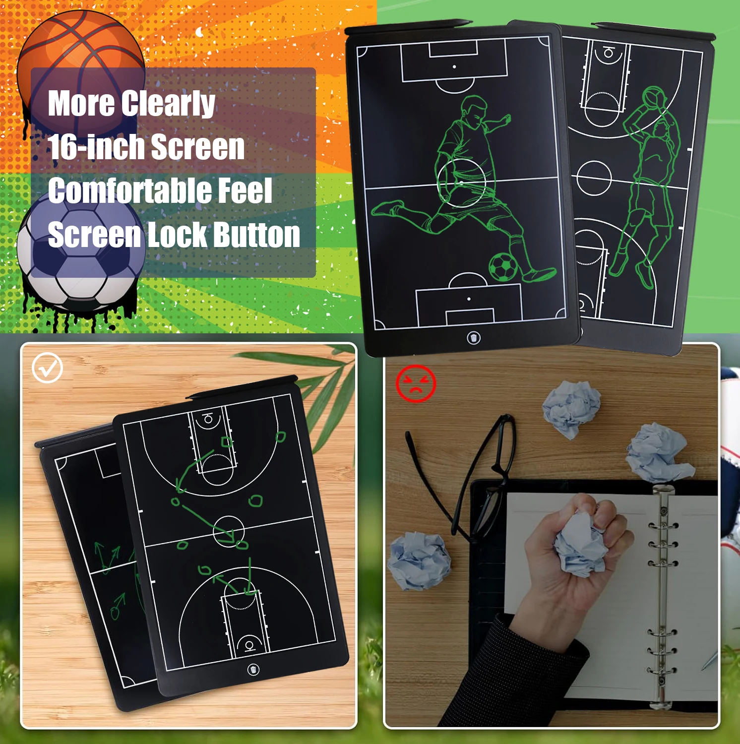 LCD Electronic Sports Strategy Marker and Coaching Board for Football, Basketball, and Soccer Training