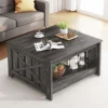 Square Coffee Table, Farmhouse Coffee Table with Half Open Storage Compartment, Rustic Gray 4