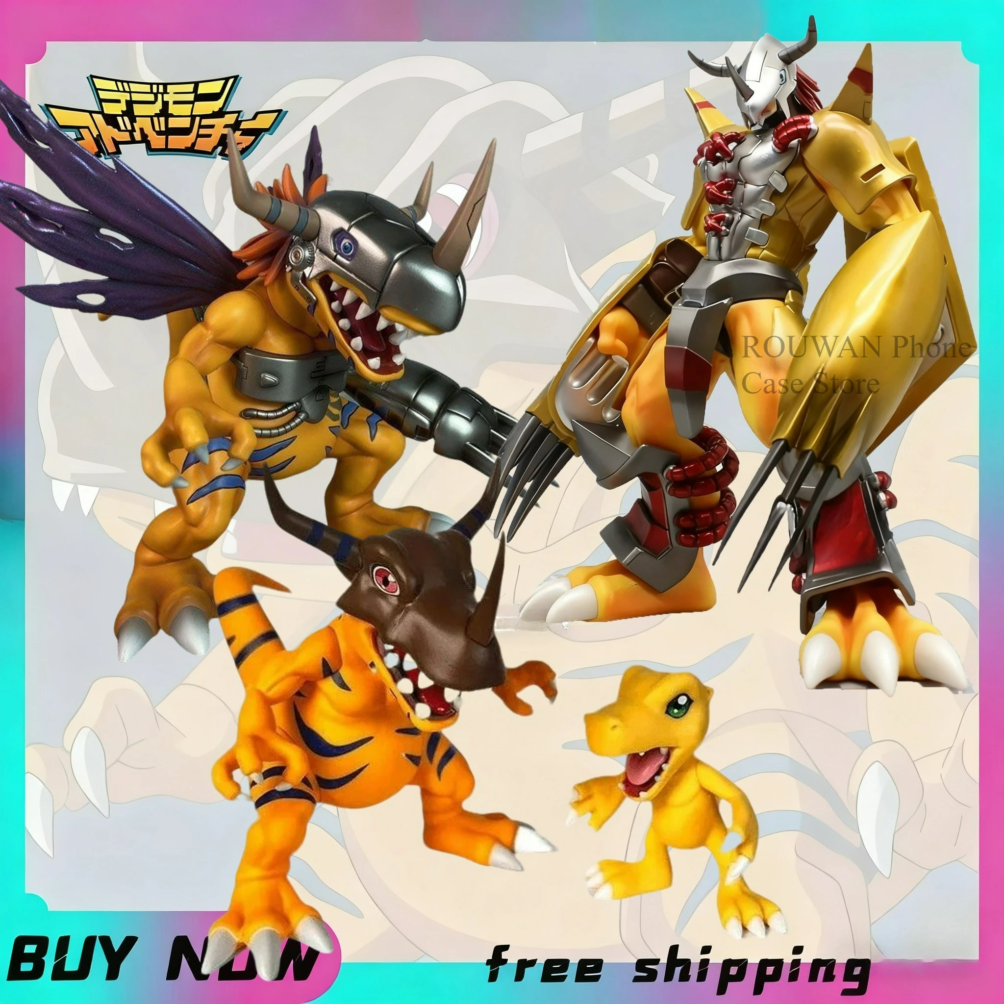 Digimon Anime Collectible PVC Action Figures - Greymon, Agumon, and Gabumon
