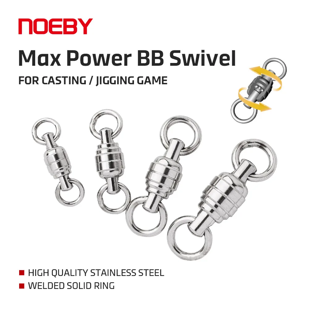 NOEBY Max Power BB Wirbel Hochwertiger, geschweißter massiver Edelstahlring # 3 # 4 # 5 # 6 maximale Stärke 230 kg Köder Meeresangelwerkzeuge
