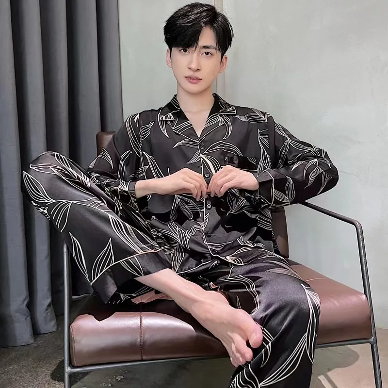 Pyjama Soie Homme Pyjama Satin Homme Pièces Haut Manches