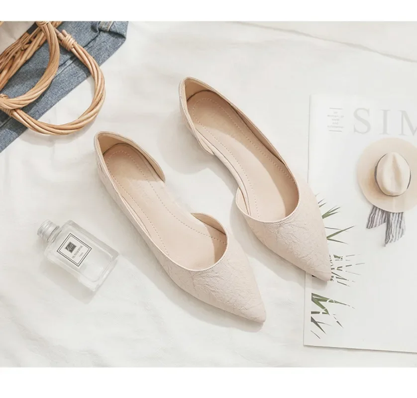 Large Size Spring Autumn Shallow Mouth Flats Pointed Toe Solid Color Flat Heel Shoes for Women Slip on Zapatos De Mujer Loafers 5