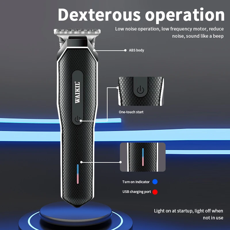 WAIKIL professional men's hair clippers High power hair trimmer USB charging cordless Barber Beard trimmer hair cutting machine 5