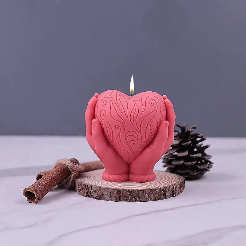 Silicone Mold Valentine's Day Silicone Candle Mold Hands Clasp The Heart Love DIY Gypsum Soap Resin Ice Mould Festivals Gifts Home Decor