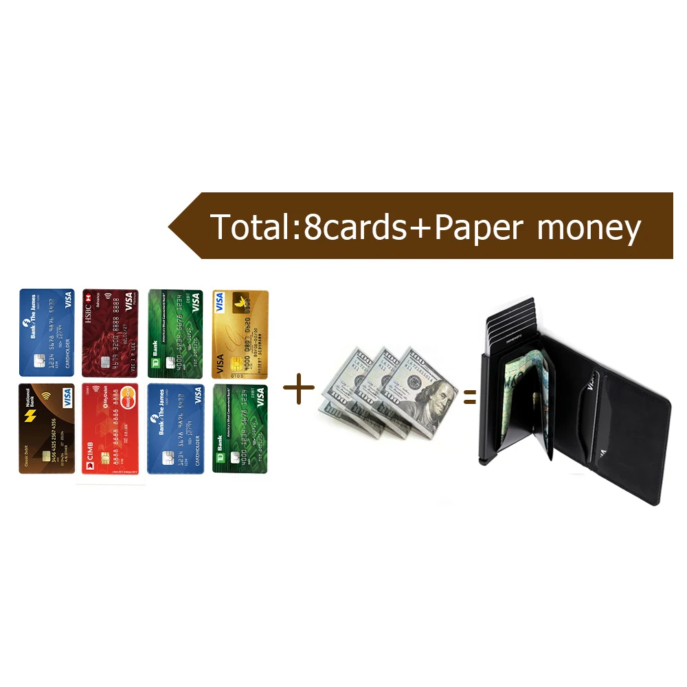 Leather Card Holder Men RFID Blocking Aluminum Metal Slim Wallet Money Bag Credit Card Holder Thin Case Small Male Purses