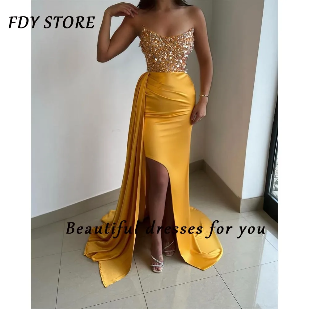 

FDY Store Cocktail Strapless Sheath Sequins Beaded Asymmetrical Ball-gown Evenning Prom Dress Formal Occasion Party for Women