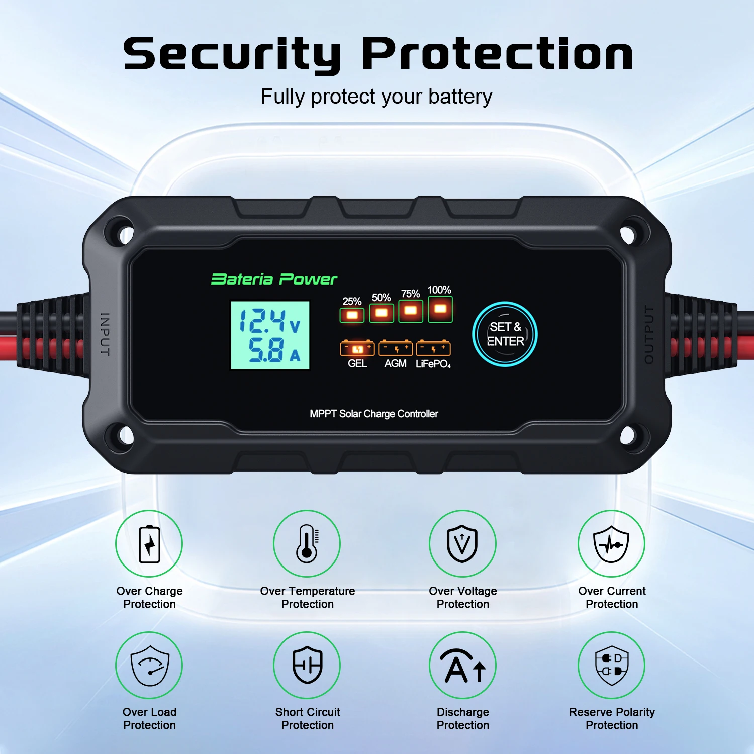 جهاز تحكم بالشحن 10 أمبير 12 فولت متوافق مع بطارية...