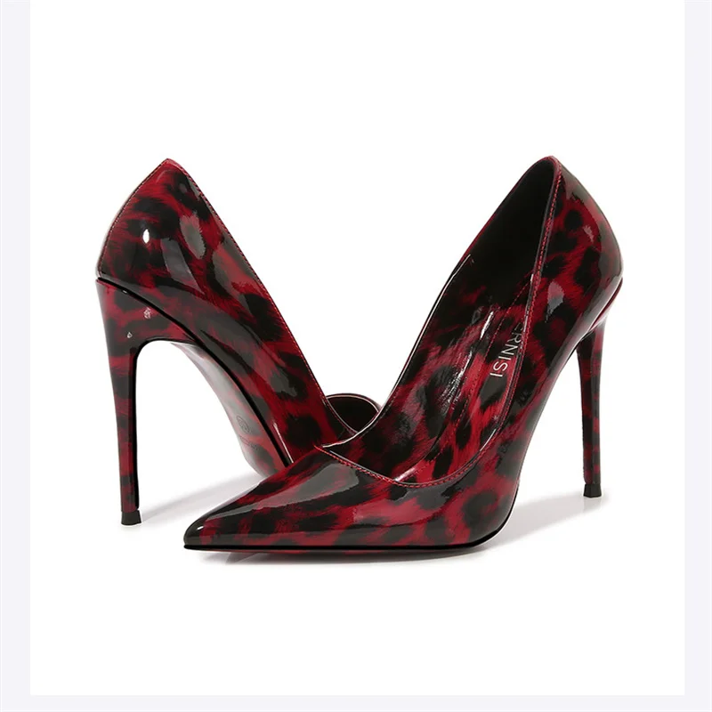 New Leopard Print Pointed High Heels Pumps12CM High Heels Large Size Style Sexy Luxury Fashion Party OL Shoesc Sizes 35-46 3