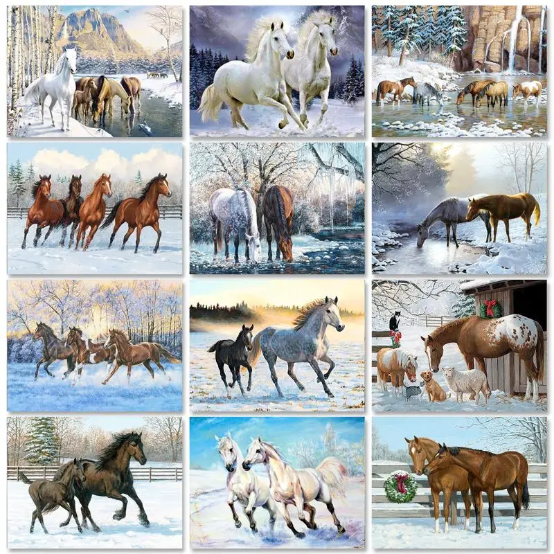 GATYZTORY-Pintura acrílica do quadro para adultos, desenho do cavalo,  colorir por números, animais handmade pintura, decoração Home - AliExpress