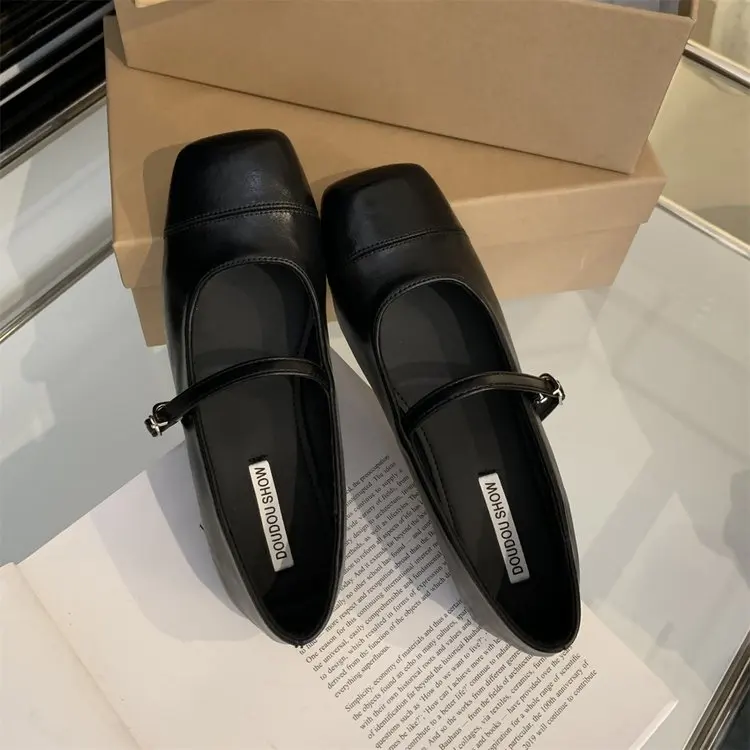 

Балетки женские с квадратным носком, модная повседневная обувь на низком каблуке, цвет белый, Ramos, Стиль Мэри Джейн, блестящая мягкая подошва, блестящие