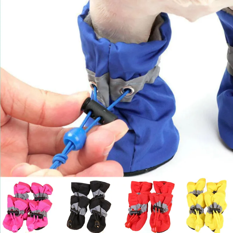 

2023 NEW 4pcs/set Waterproof Pet Dog Shoes Chihuahua Anti-slip Rain Boots Footwear For Small Cats Dogs Puppy Dog Pet Booties