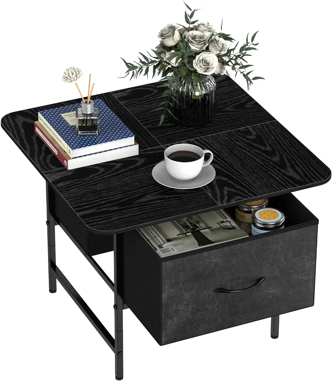 Coffee Tables for Living Room,2-Tier Farmhouse Center Table with Round Corners for Small Space,Small Apartment,Office 2