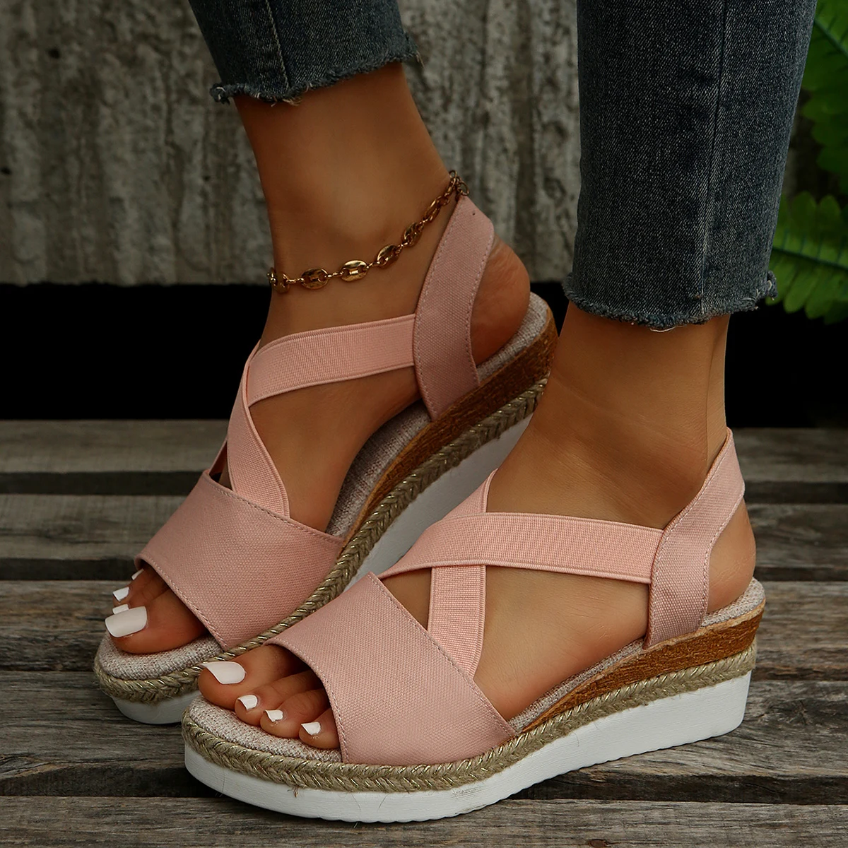 Woven Wedge Sandals