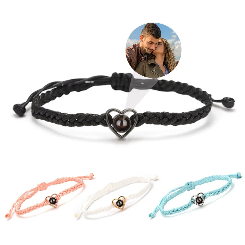

Adjustable Projection Bracelet Custom Photo Bracelet Female Couple Heart shaped Projection Photo Bracelet Valentine's Day Gift