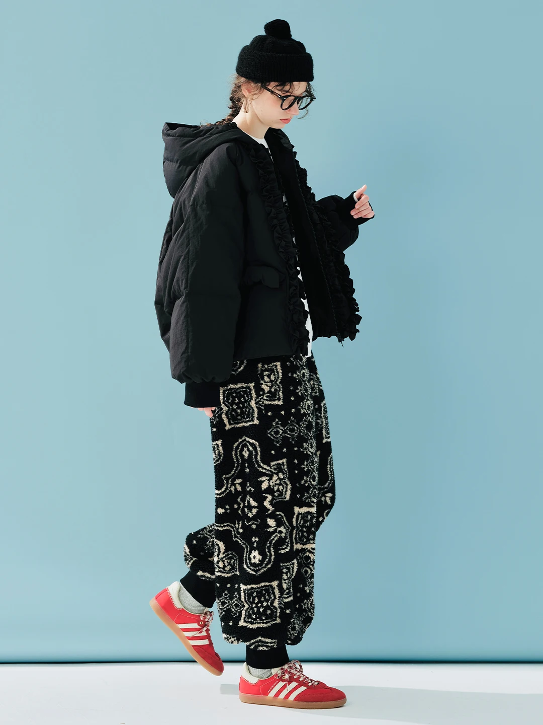 IMAKOKONI original design elastic waist dark style casual pants for women 244893 4