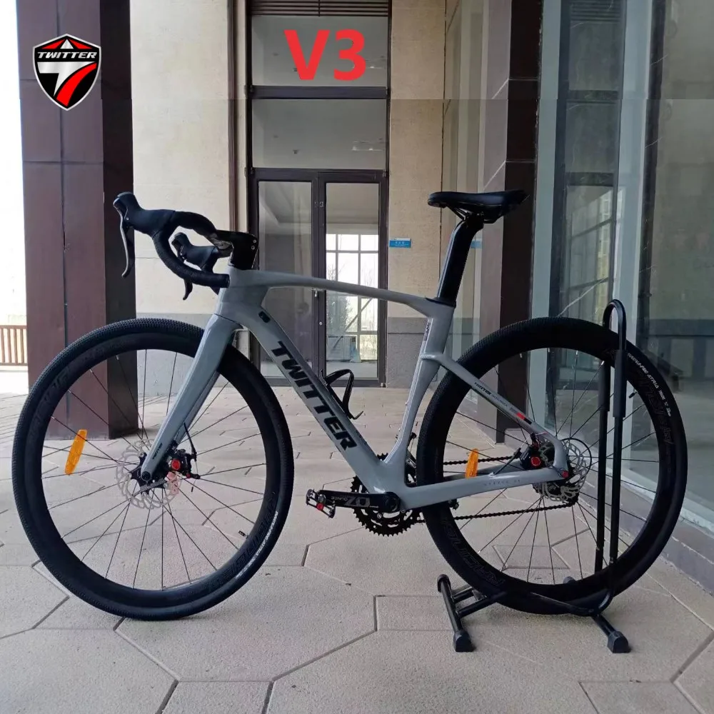 Twitter Gravel Bike-V3 Apex-11S Full Inner Routing Freno A Disco Idraulico T900 Bicicletta Da Strada In Fibra Di Carbonio 700C Muslimiclettas