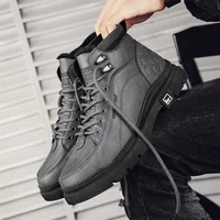 Men's boots autumn and winter casual boots non-slip outdoor boots warm plush youth cotton boots tooling boots men's cotton shoes