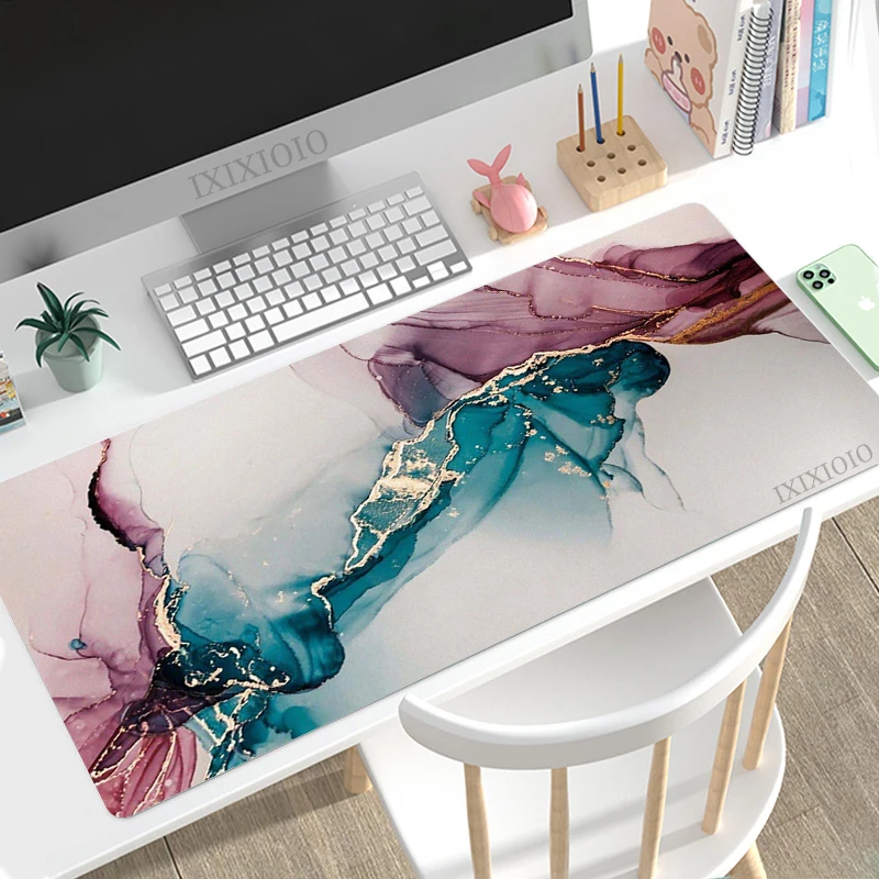 Mouse Pad de Mármore Antiderrapante para Jogos Computador hd Mousepad Teclado Mecânico Tapete de Mesa de Escritório Moda xl Grande - Imagem 2