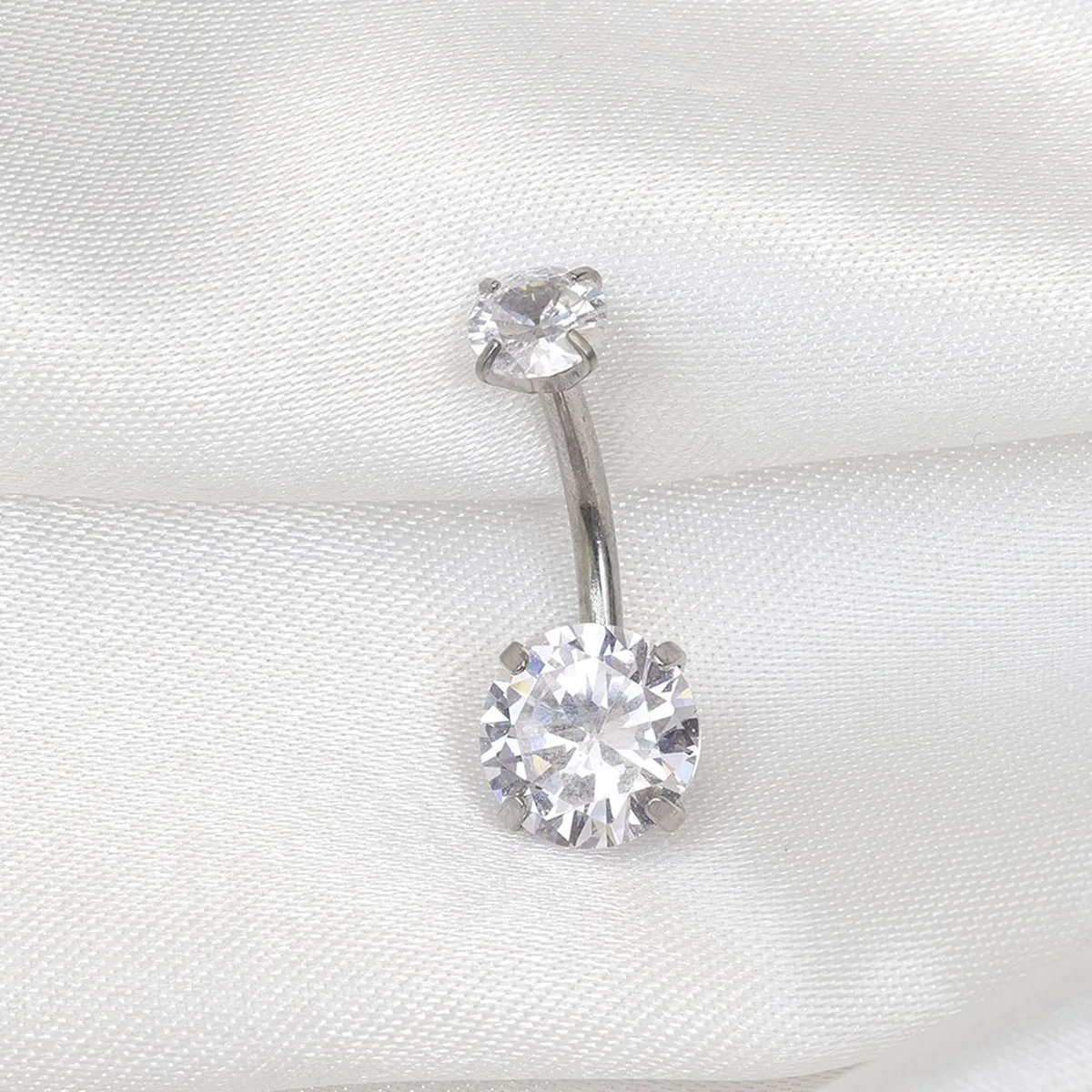 Piercing Jewelry Body Piercing Jewelry Body Jewelry Belly Button Piercings Surgical Steel Round Heart CZ Navel Belly Button Ring 14G Pink Purple White Zircon Belly Piercing for women