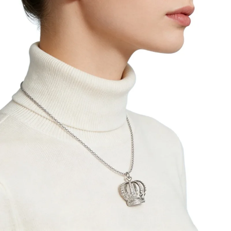 Elegant Crown Pendant Necklace Large Clavicle Chain Sweater Chain Fashion Jewelry Accessory Multiple Colors for Women Girls Gift