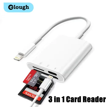 Elough SD TF 메모리 카드 리더기 OTG 어댑터, 아이폰 8 핀-SD TF 카드 리더기, iOS 카드 리더기 충전 컨버터, 3 in 1 상품 이미지