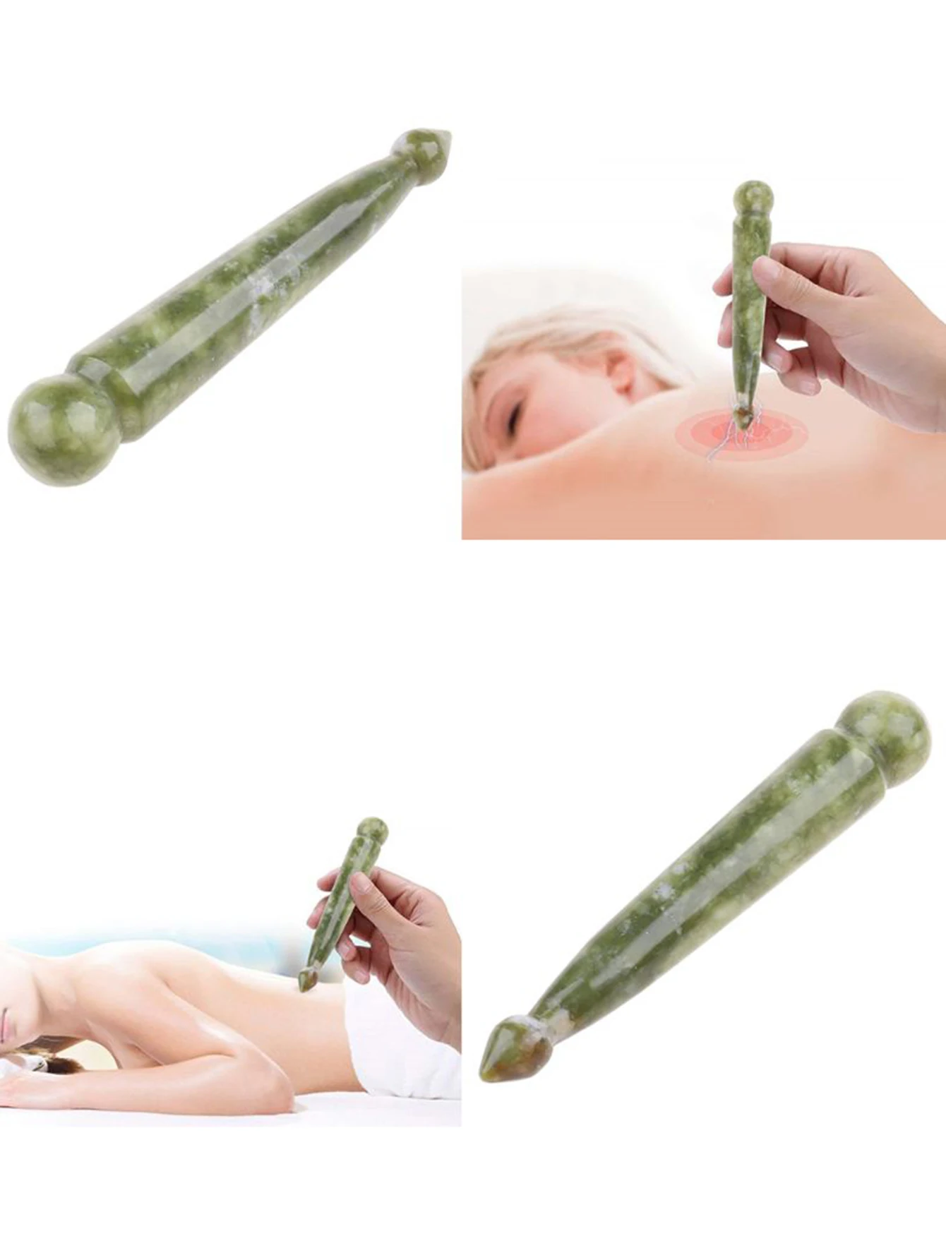 Natural Jade Stone Face Eye Massage Stick Jade Gua Sha Beauty Acupuncture Wand Natural Healing Stone Meridian Scraping Acupoint
