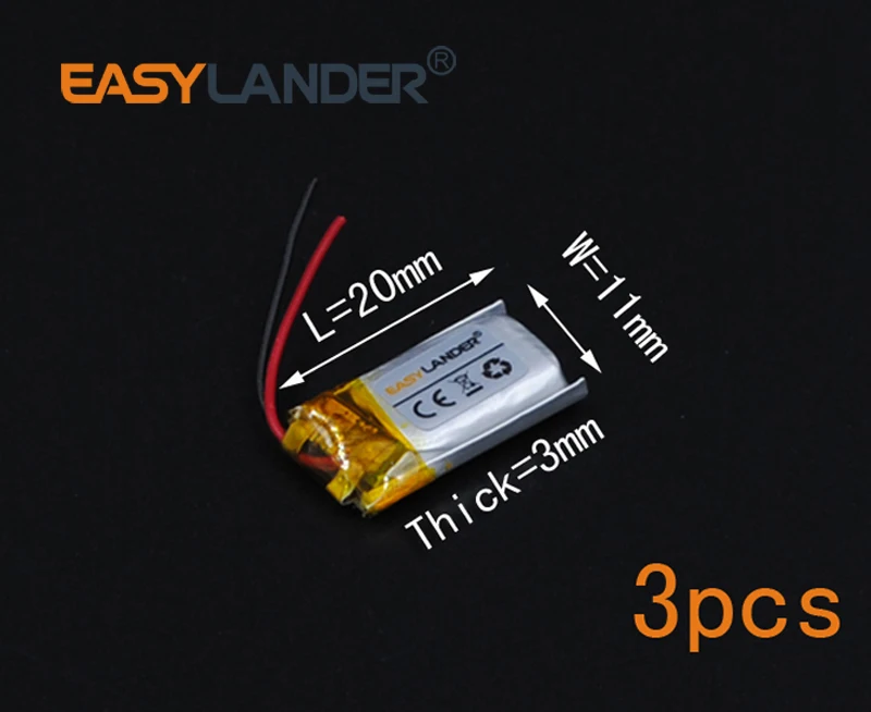

3pcs/Lot 3.7V 55mAh 301120 Rechargeable li Polymer Li-ion Battery For headset mp3 mp4 mp5 mouse Bracelet Wrist Watch 031120