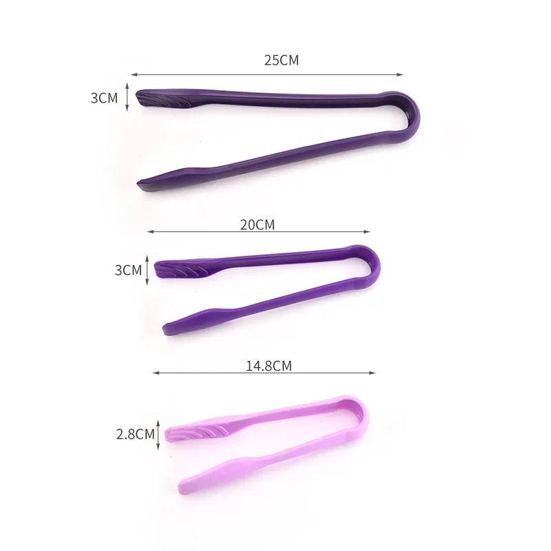 3PCS/Set Versatile Plastic Food Tongs Non-Slip Meat  Vegetable Salad Clip Frying Barbecue Tools Bread Dessert Clamp