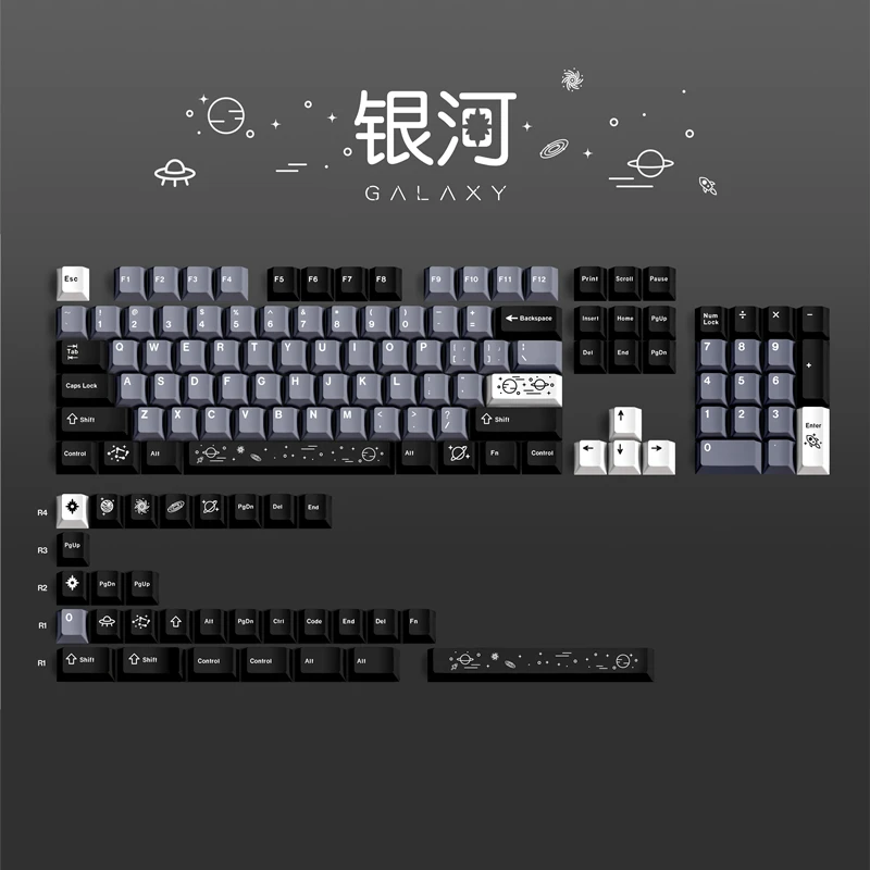 Gmk Galaxy Caps Chave Pbt Lados Corante Subbed Cereja Keycaps Perfil para Keychron Anne Poker Gh60 Gk64 Fl980 134 Peças por Conjunto