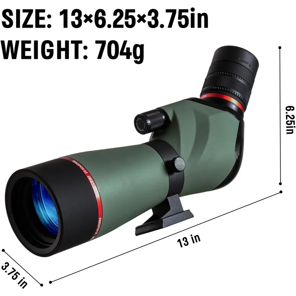 Spotting Scope 20-60x60 for Target Shooting & Hunting & Bird Watching BAK4 High Definition Angled Spotter Scope with Tripod