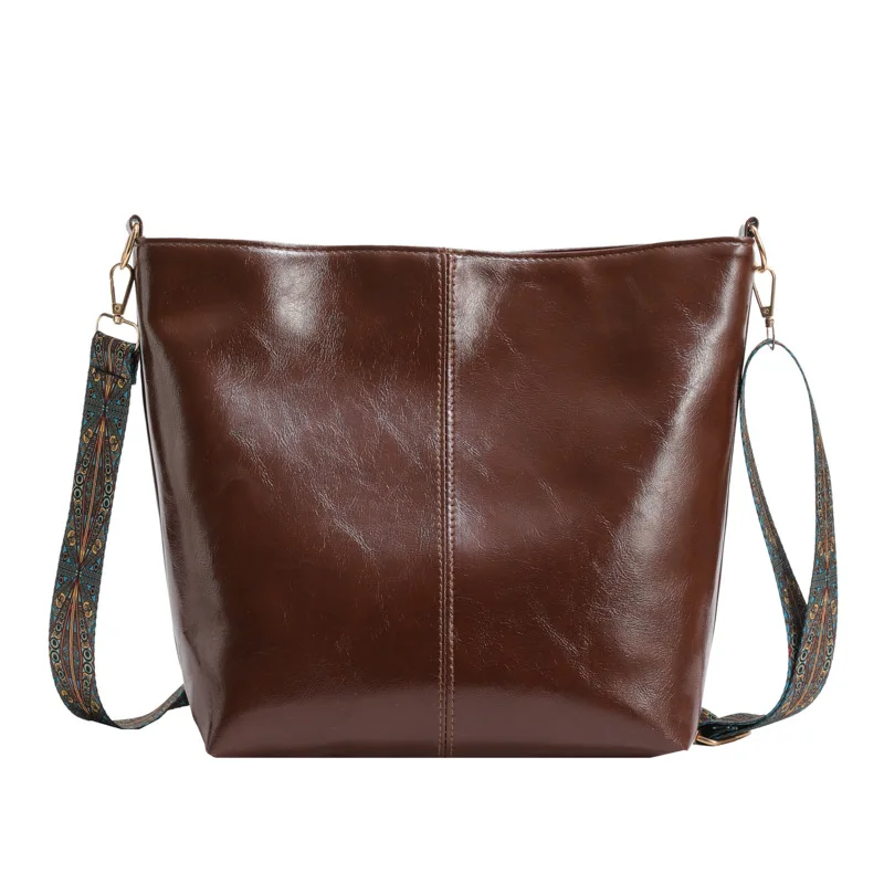 Women Fashion Underarm Pouch Large Capacity Soft Pu Leather Shoulder Bag Retro Crossbody Bag Casual Portable Bucket bag