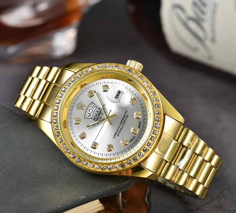 

Часы наручные кварцевые для мужчин и женщин, роскошные классические большие, с бриллиантами в ретро стиле