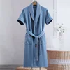Nouvelles Robes de Chambre en Gaze de Coton Pur pour Couples Été – Peignoirs Fins à Manches Courtes, Robes de Nuit, Tenues d'Intérieur, Couleur Unie, Peignoirs d'Hôtel