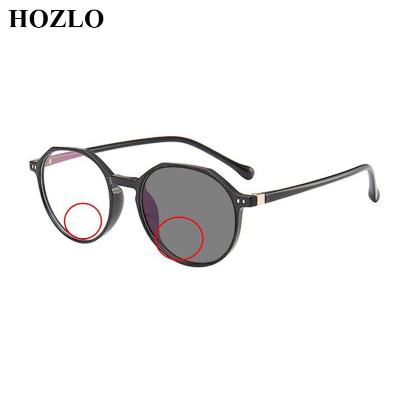 

Women TR90 Photochromic Bifocals Reading Glasses Ladies Female Presbyopic Sunglasses Look Near Far Rivets Hyperopia Spectacles