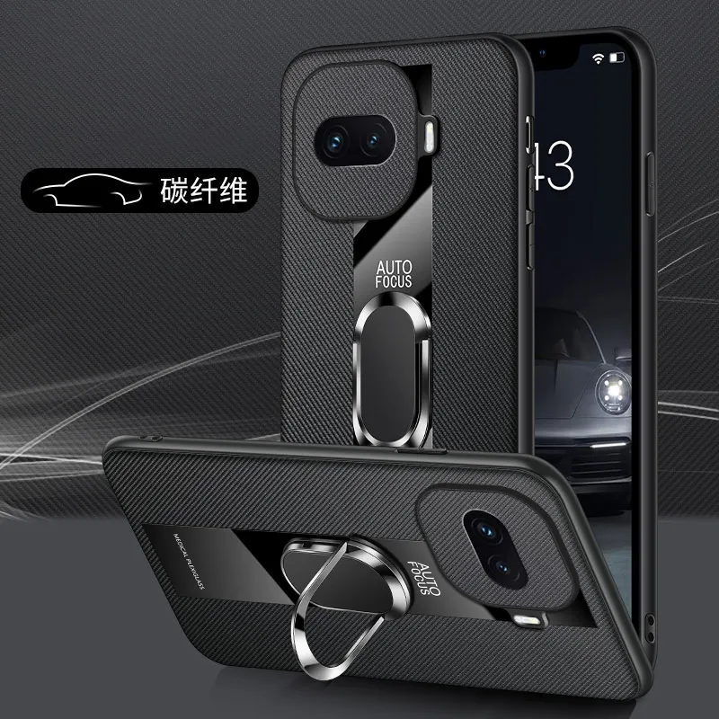 Deluxe Sheepskin PU Leather Phone Case with Magnetic Ring Holder and Shockproof Lens Protection