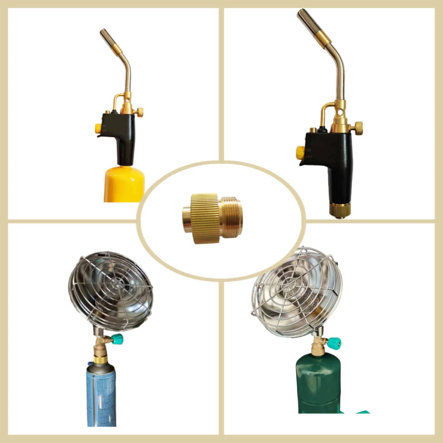 Adaptor Canister Gas Convertor 1"-20 UNF Adapter Lindal Valve Canister to 7/16"-28UNF Propane Tank Welding Torch MAPP Gas Cans 4