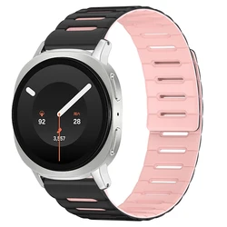 Enhanced Magnetic Silicone Loop Strap Replacement Bracelet Accessories - Watch 9 8 40 - 44 - 46mm (B - Black Pink)