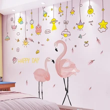 

Chandeliers Lights Wall Stickers DIY Flamingo Animal Mural Decals for Kids Room Baby Bedroom Children Nursery House Decoration
