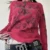 Graphic Print T-shirt Aesthetic Grunge Full Sleeve Pullovers Tees Women Vintage E-girl Gothic Mall Goth Crop Top Y2K Emo Clothes