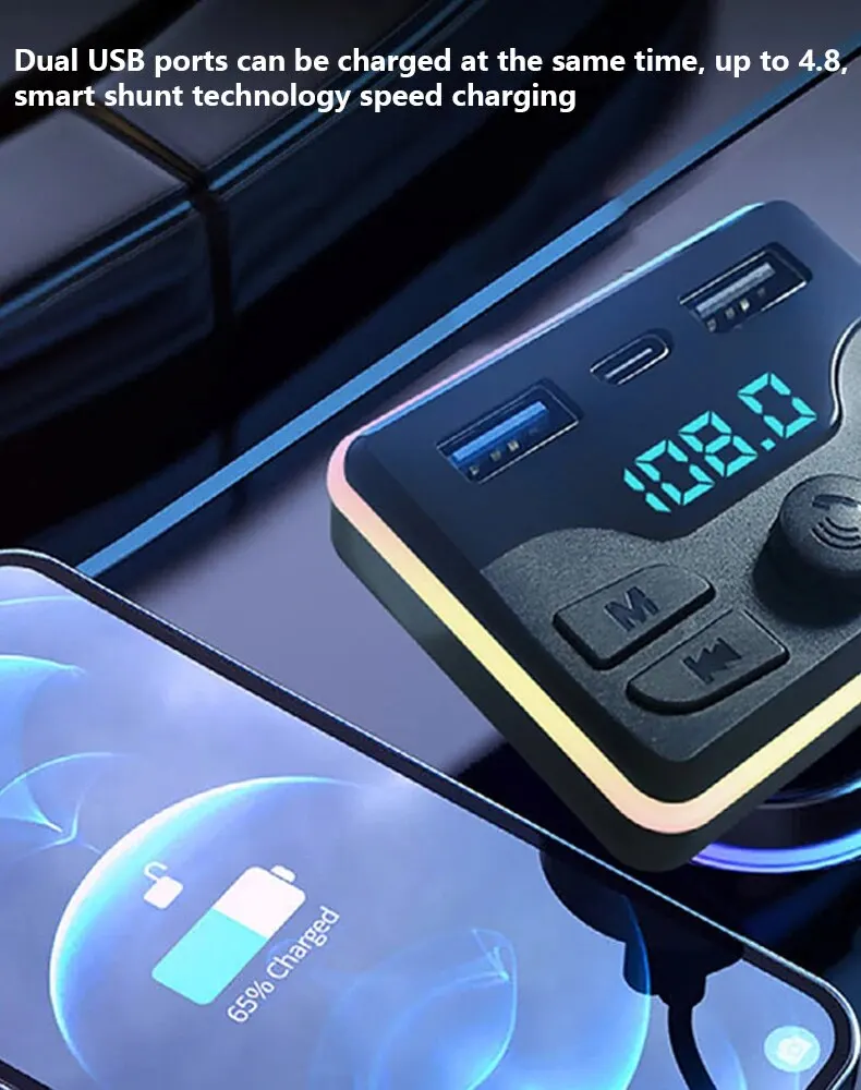 Car Bluetooth MP3 Receiver Multi-function USB TF Card Can Adjust Direction Lossless Music MP3