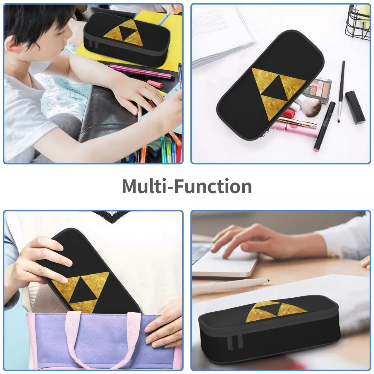 Gold Triforce Symbol Zelda Pencil Cases Large Storage Pen Bags Pen Box Pencil Pouch Boys Girls Students Stationery School