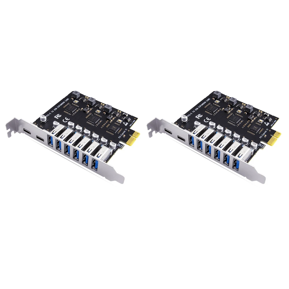 

2X USB 3.2 and Type C PCI-E Expansion Card PCIE to USB Controller 6Port + 2Port USB-C 3.2 PCI-E Card Adapter