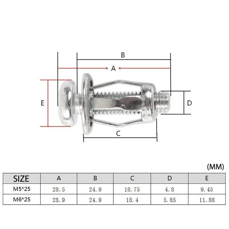 10 Pcs M5/M6 Jack Nuts Metal Screw Petal Nuts Screw For Hollow Wall jack nuts
