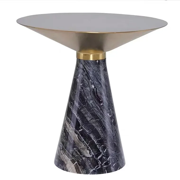 High Quality Nordic Luxury Home Furniture Style Side Table Marble Base Stainless Steel Gold Top Center Coffee Table