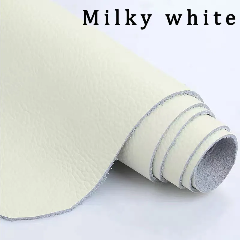 Elegant Off-White Lychee Pattern Genuine Cowhide Leather Sofa Cushion