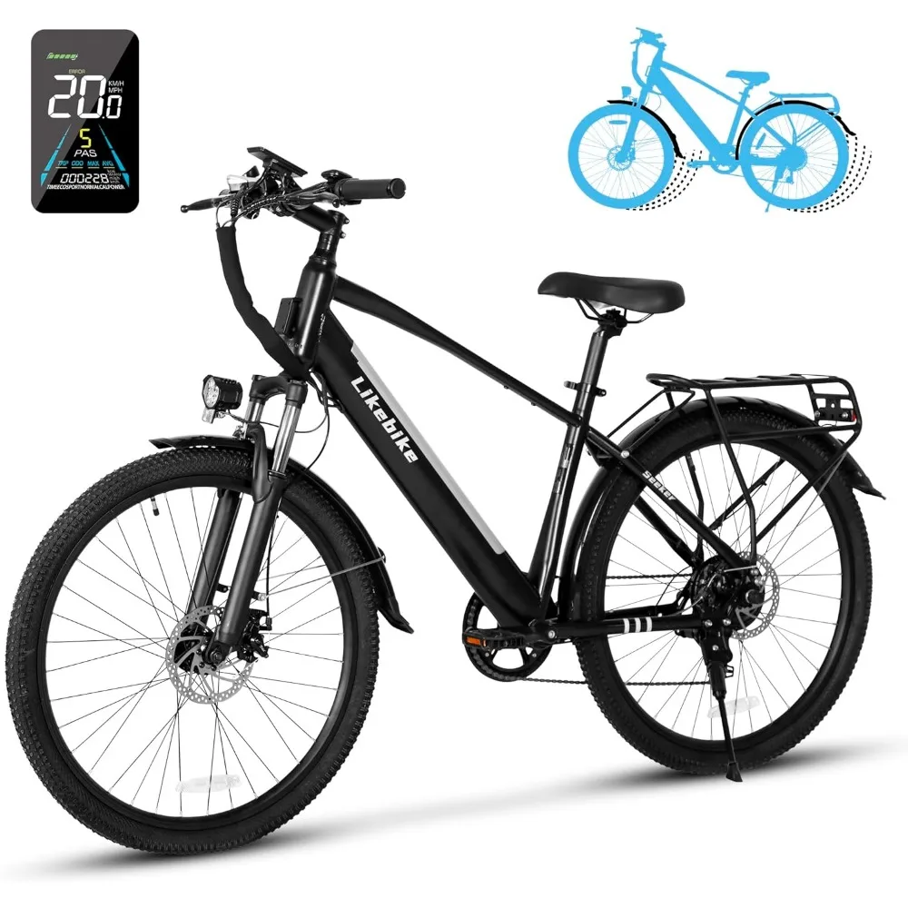26" Electric Bike with Peak 500W Brushless Motor, 35Miles 324WH Removable Battery 20MPH Commuting Electric Mountain Bike