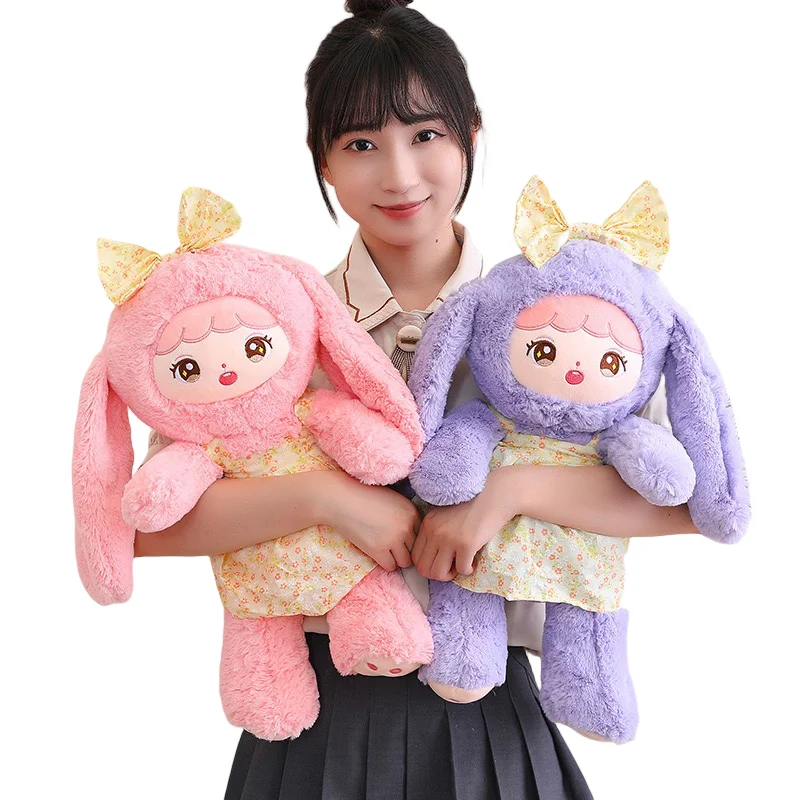 New Kawaii Creative Purple Pink Rabbit Plush Toys Accompany Dolls Sofa Decoration Girls Kids Birthday Christmas Presents