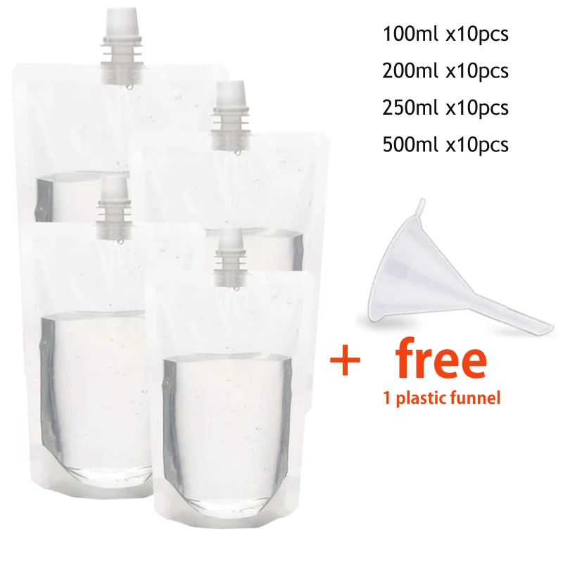 Portable Transparent Drink Pouches - Leakproof Clear Storage Bags for Beverages (100ml-500ml)