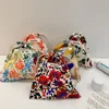 Cotton Fabric Floral Drawstring Bags Cosmetic Bag Lipstick Toiletry Makeup Organizer Coin Pocket Bags Purse Canvas Storage Bag 2