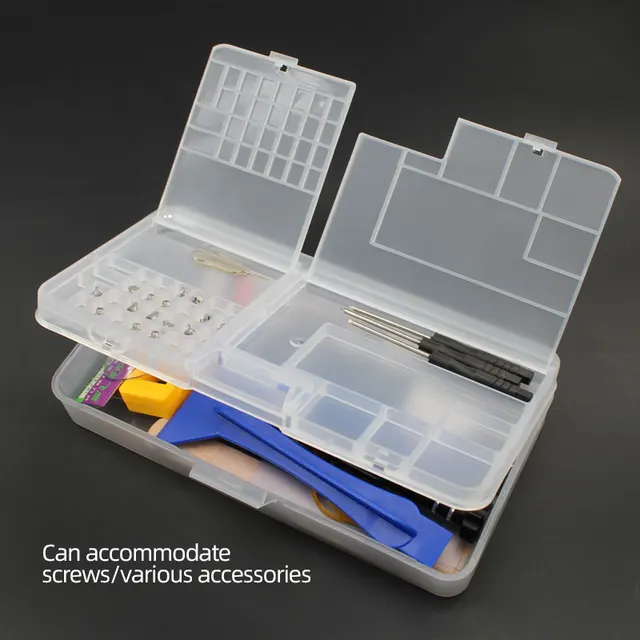 Boîte de rangement en plastique transparent pour petits accessoires à vis, composants électroniques, grille de classification des outils 3